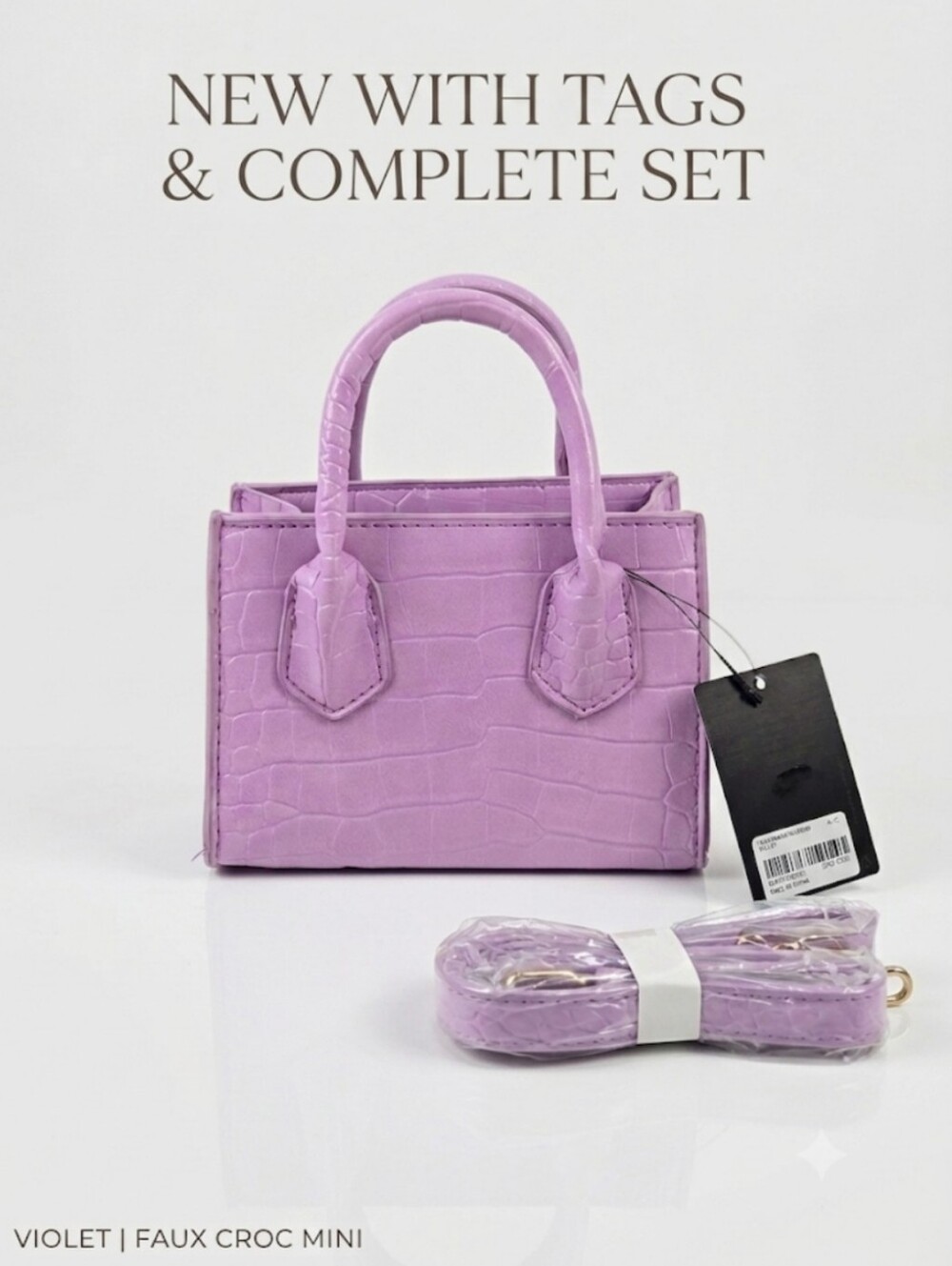 NWT Forever 21 Violet Faux Croc Mini Crossbody Bag